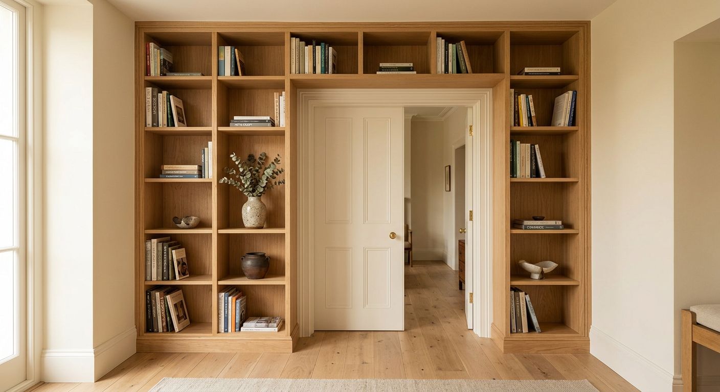 Libreria su misura attorno a una porta